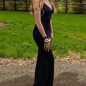 Tight navy blue prom dress WORN ONCE